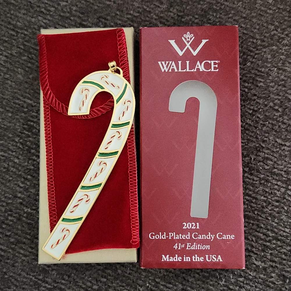 Wallace 2021 Gold-Plated Candy Cane Ornament